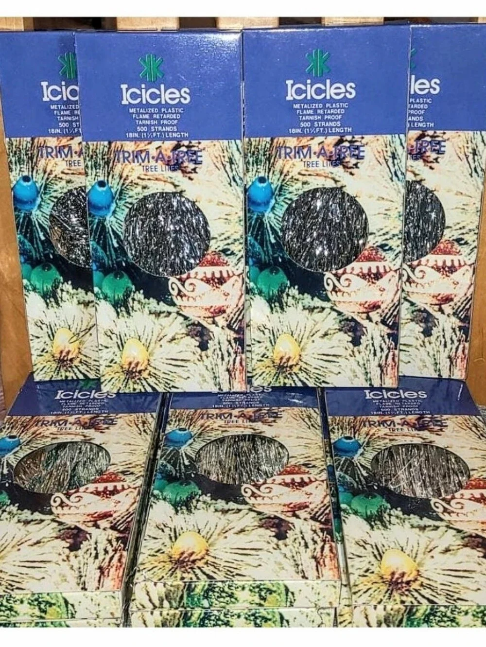 Tinsel SILVER Foil Icicles 4 box VINTAGE NEW boxes Christmas Trim A Tree decor